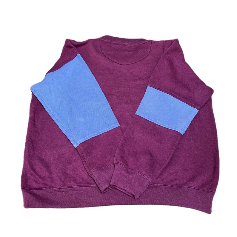 Nike Reworked Sweatshirt Mens S Burgundy Blue Embroidered Spellout Logo Vtg Y2K image 3