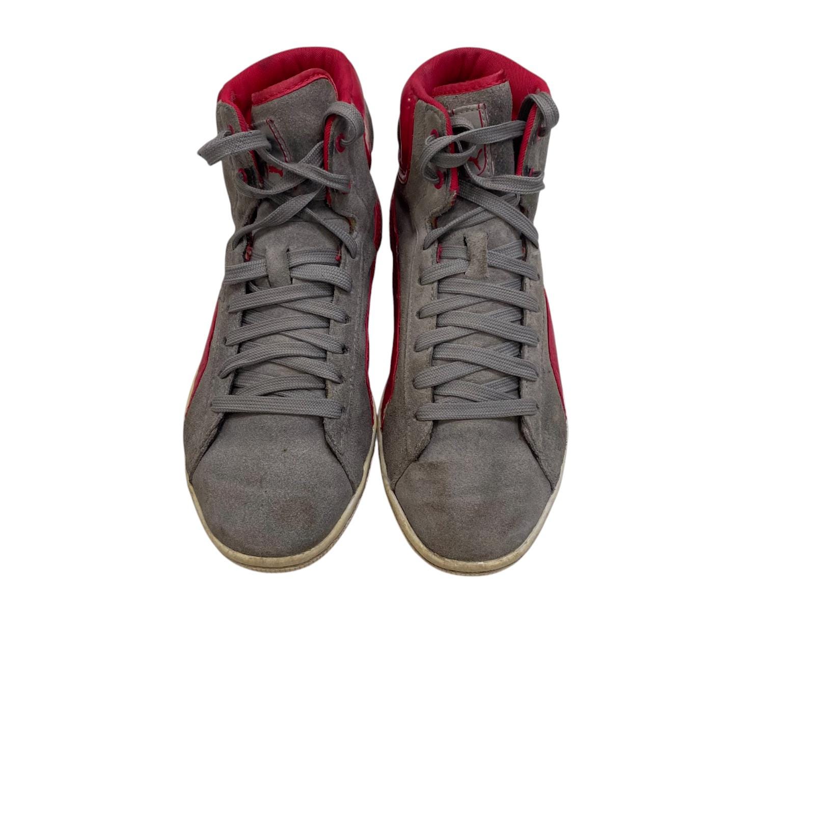 Puma First Round High Top Sneakers Womens Size UK Grey Red Slip