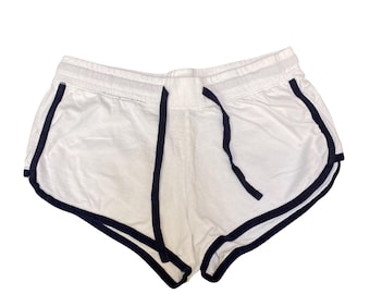 Läuft Sprinter Shorts Damen Medium Weiß Gym Workout Kordelzug elastische Taille