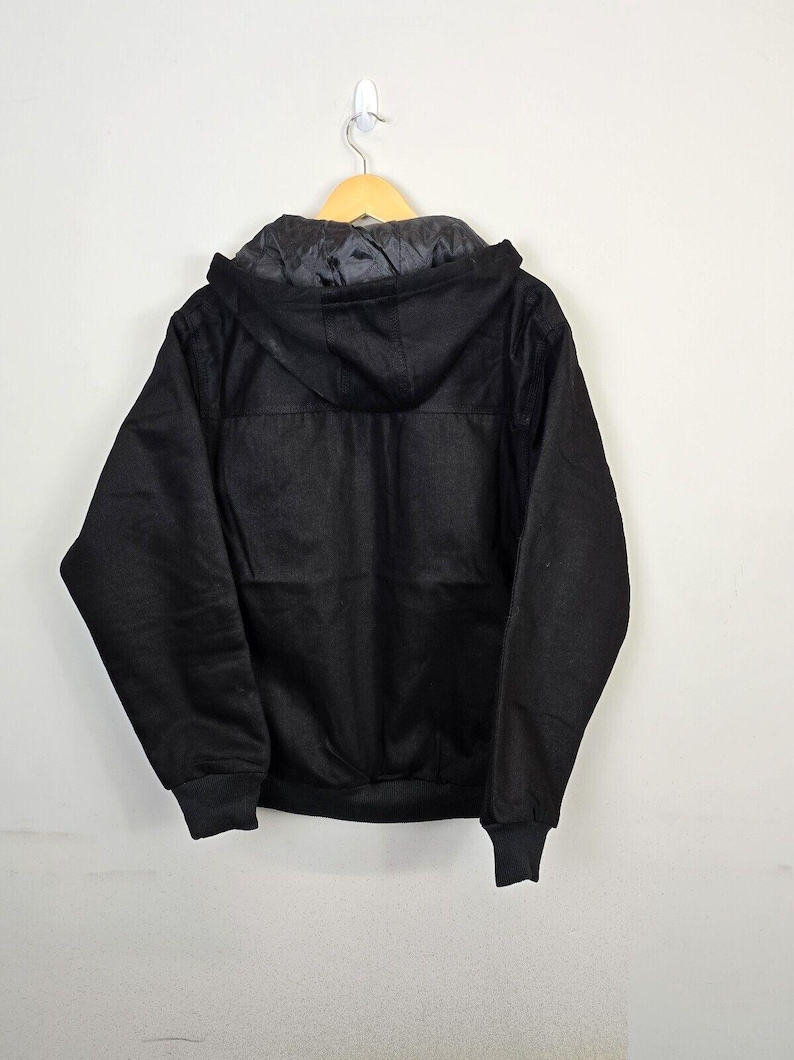 Carhartt Reworked Jacket Men's Medium Black Long Sleeve Hooded Full Zip image 3