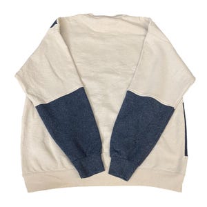 Nike Reworked Sweatshirt Mens Large Cream Grey Embroidered Spellout Logo Vtg Y2K image 3