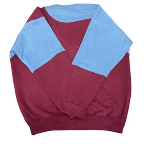 Nike Reworked sweater heren L blauw bordeaux geborduurd speloutlogo Vtg Y2K afbeelding 3