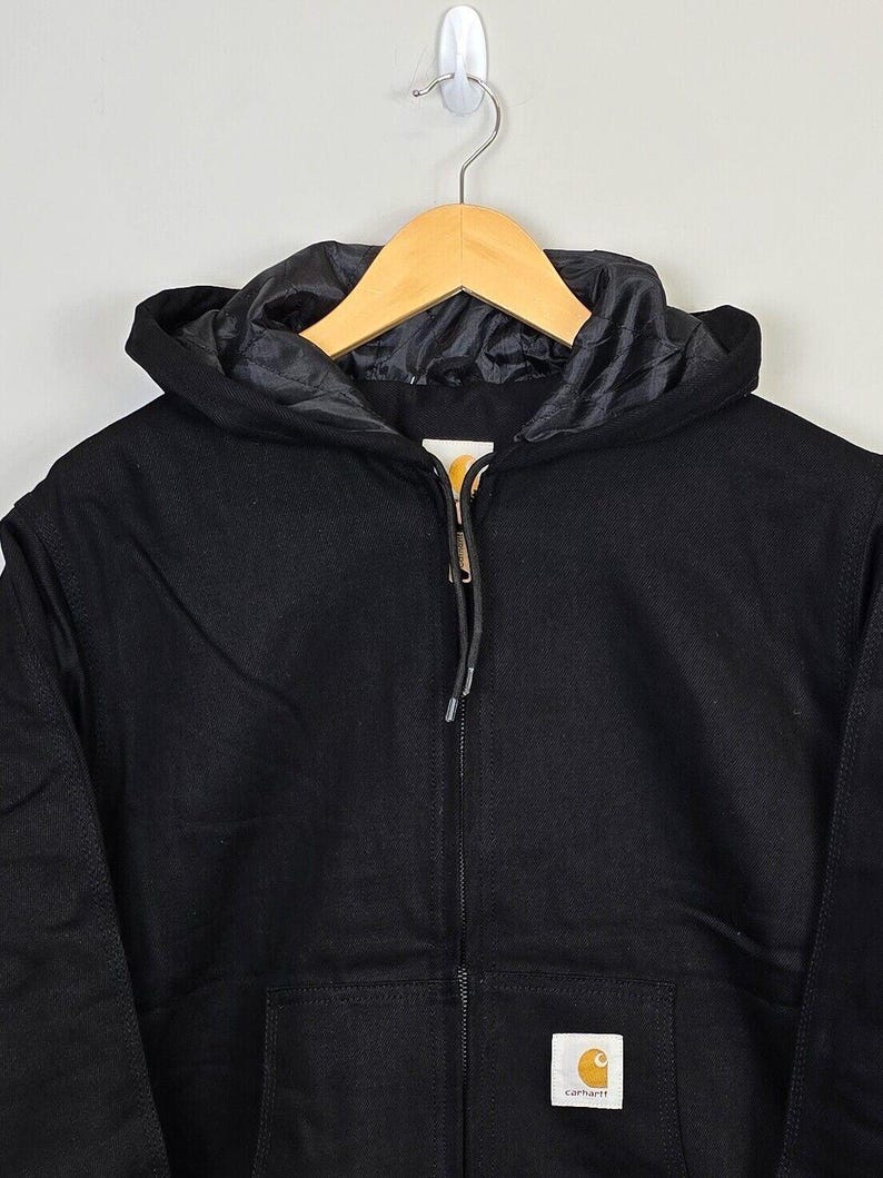 Carhartt Reworked Jacket Men's Medium Black Long Sleeve Hooded Full Zip image 2