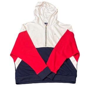 Red white and blue tommy hilfiger hoodie hotsell