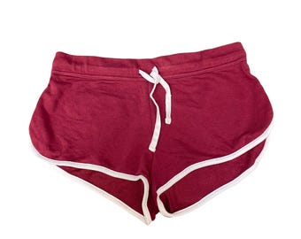 Läuft Sprinter Shorts Damen L Burgundy Kordelzug Gummizug in der Taille Delphin Saum