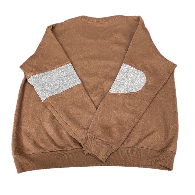 Sudadera Nike Reworked para hombre, talla L, gris, marrón, con logotipo bordado, estilo vintage Y2K imagen 3