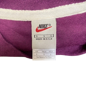 Nike Reworked Sweatshirt Mens S Burgundy Blue Embroidered Spellout Logo Vtg Y2K image 4