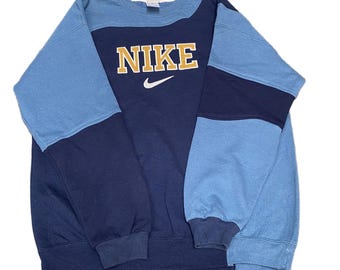 ナイキ リワーク スウェットシャツ メンズ M ネイビーブルー 刺繍 スペルアウト ロゴ ヴィンテージ Y2K