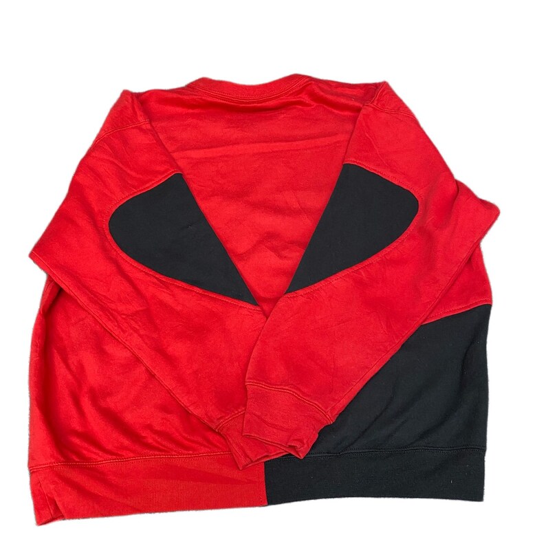 Nike Reworked Sweatshirt Herr Stor Röd Svart Broderad Spellout Logo Vtg Y2K bild 3