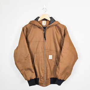 Carhartt Reworked Jacket Men's Medium Brown Long Sleeve Hooded Full Zip