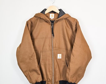 Carhartt Reworked Jacket Men's Medium Brown Langarm Kapuze Full Zip