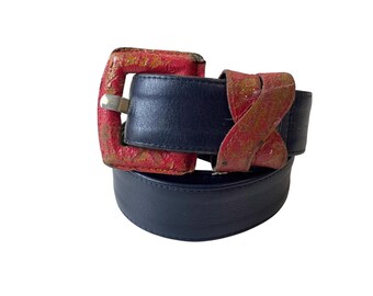 Vintage 80s Norma Kamali Lipstick Red Leather Belt W  display picture 3