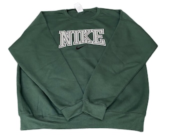 Sweat Nike Reworked XL pour Homme avec logo brodé éphémère vert, vintage Y2K