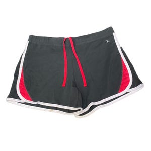 Running Sprinter Shorts Womens Medium 31" Waist Black Gym Workout Dolphin Hem