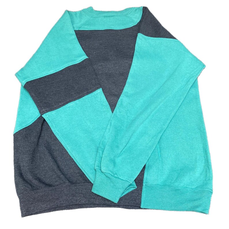 Nike Reworked Sweatshirt Mens L Teal Black Embroidered Spellout Logo Vintage Y2K image 3