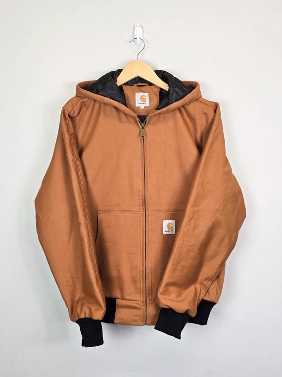 Carhartt Reworked Jacket Men's Large Brown Long Sleeve Hooded Full