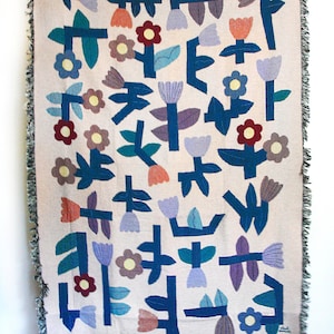 Flower Tetris Blanket Tapestry image 1