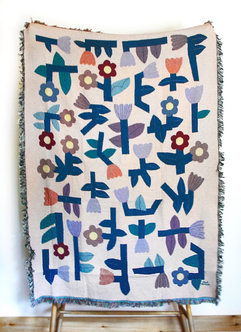 Flower Tetris Blanket Tapestry image 1