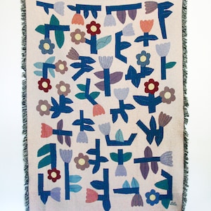 Flower Tetris Blanket Tapestry image 2