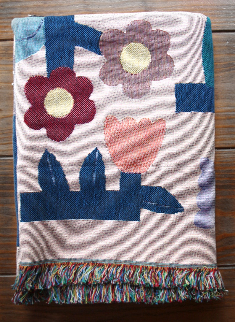 Flower Tetris Blanket Tapestry image 4