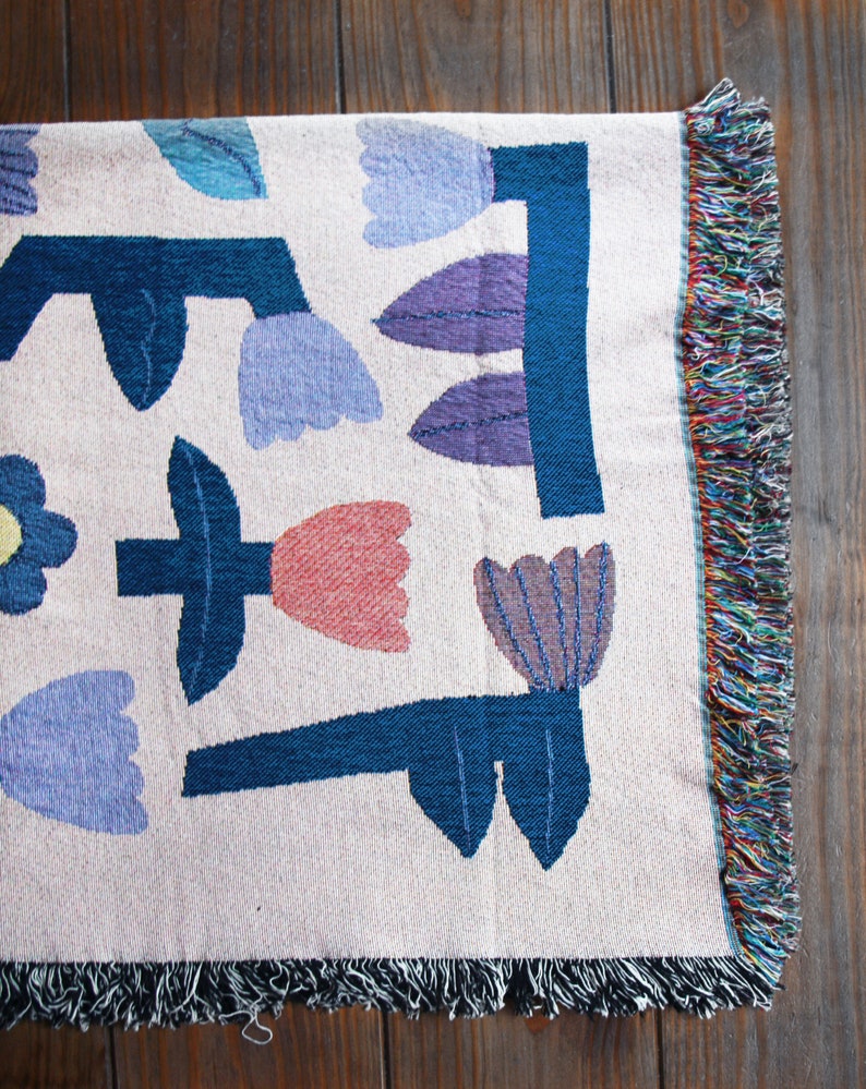 Flower Tetris Blanket Tapestry image 3