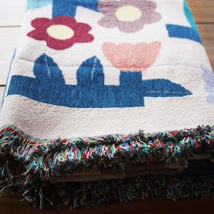 Flower Tetris Blanket Tapestry image 5
