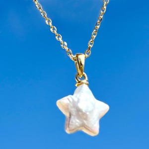 Star Pearl Necklace | Modern Pearl Jewellery - Gold Vermeil