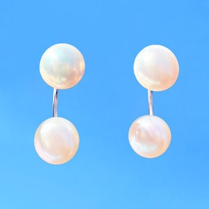 Double Pearl Ear Jackets – Modern Sterling Silver Earrings