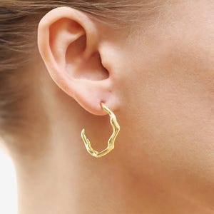 Wavy Hoops | Gold Vermeil Wave-Inspired Open Hoop Earrings | Sculptural Hoops | Contemporary Hoops | Liquid Hoops | Gold Vermeil Hoops