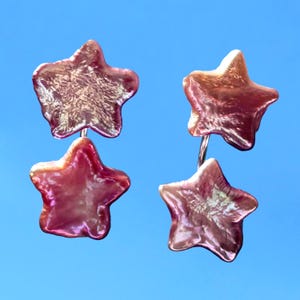 ノヴァ ダブルスターパール イヤージャケットイヤリング – スターリングシルバー | 天空のステートメント | 希少、着用可能、ファッショナブル、モダン、ユニーク、シック