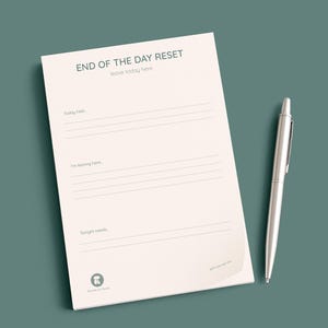 End of Day Reset Notepad | Evening Reflection Pad | Night Routine Journal | Mental Health Stationery | A5 Calm Bedtime Planner