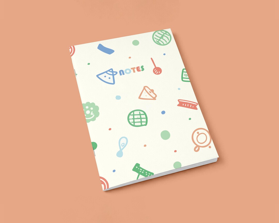 A5 Patterned Notebook | Minimal Illustration Notebook | Soft Color ...