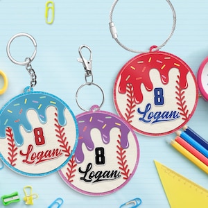 Baseball Bag Tag – Ice Cream Drip Home Plate – Softball - Personalized Backpack or Bat Bag Accessory - The Original Ice Cream Drip Bag Tag!