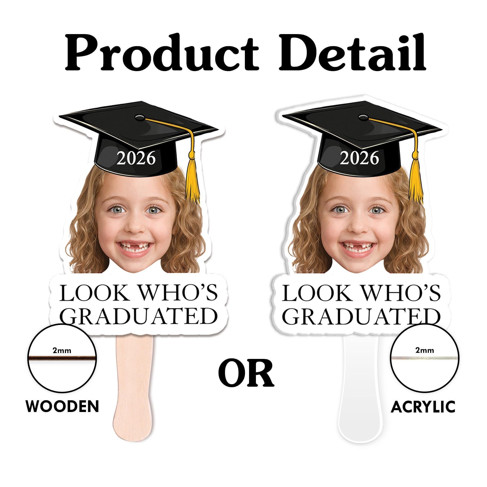 Custom Vintage Childhood Photo Graduation Fan, Class of 2026 Senior ...