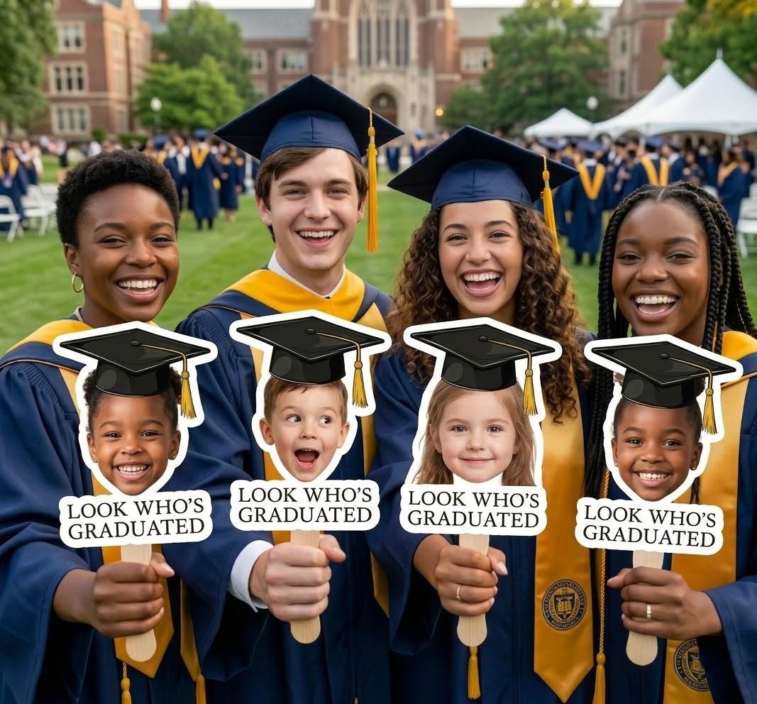 Custom Vintage Childhood Photo Graduation Fan, Class of 2026 Senior ...