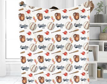 Personalized Baseball Blanket, Customized Sport Blanket, Gift For Baseball Player, Gift For Kid, Birthday Gift