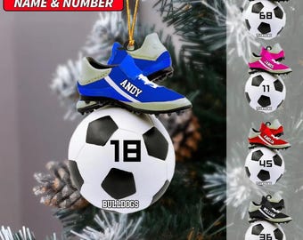 Personalized Soccer Christmas Ornament, Soccer Christmas Ornament, Gift For Soccer Players Soccer Lover Christmas, Soccer Girl Boy Ornament