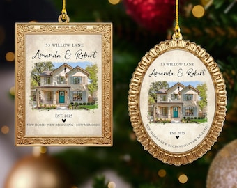 New Home Ornament, New Home Christmas Ornament, New House Photo Ornament, House Address Ornament, Housewarming Gift, Realtor Client Gift