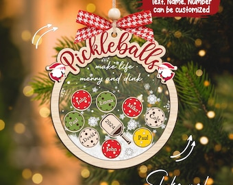 Pickleball Christmas Ornament Personalized, Pickleball Shake Ornament, Pickleball Gift for Pickleball Lover Team Players, Custom Pickleball