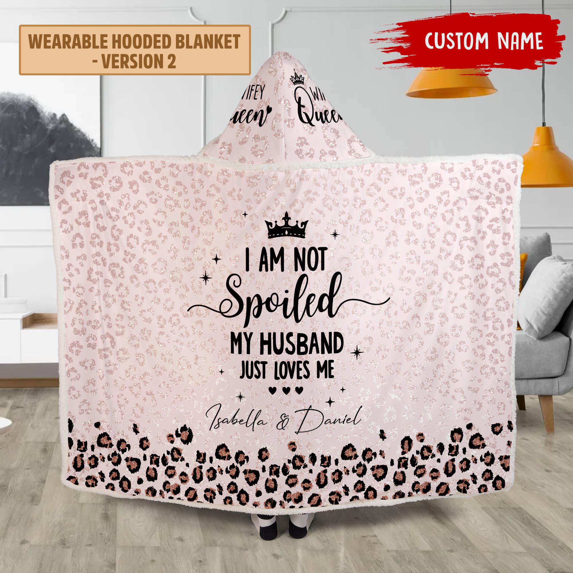 Discover Personalized Glitter Leopard I Am Loved By My Husband Blanket, Custom Pink Cheetah Blanket