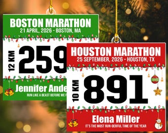Race Bib Personalized Ornament, Custom Runner Gift, Marathon Keepsake, Running Ornament, Athlete Christmas Gift, Jogger Decor