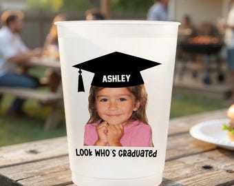 Personalized Vintage Childhood Photo Graduation Frosted Cup, Class of 2026 Senior Party Favor, Custom Picture Drinkware, Funny Grad Keepsake