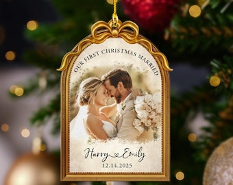 Personalized Acrylic First Christmas Married Ornament: Couples Photo Ornament, Our Fristhristmas Ornament