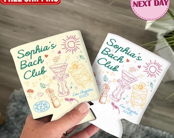 Club Bachelorette Can Cooler, Custom Bachelorette Party Hand drawn Coolers, Bachelorette Drink Holders , Club Bach Can Cooler, Bach Favors