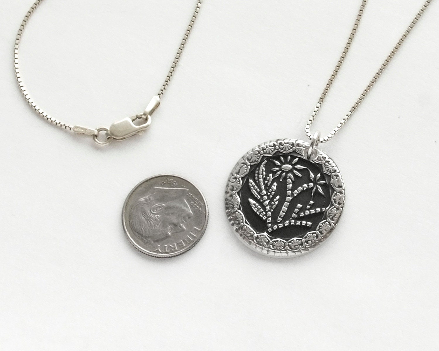 Flower Medallion, Solid Silver, Handmade .99FS Medallion, Sterling Silver  Chain, Length Options, Stylized Flower, Dramatic - Etsy