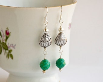 Turquoise Sterling Silver Dangle Earrings: Sky Stone Faceted Jewelry