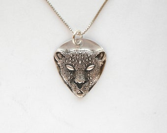 Wild Cat Solid Silver Pendant, Stylized, .99FS handmade pendant, optional sterling chain