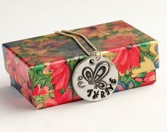 Thrive Butterfly Fine Silver Medallion, Slim, optional sterling chain, stylized