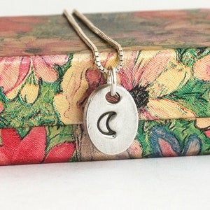 Tiny Fine Silver Crescent Moon Charm: Optional Sterling Chain