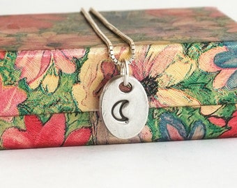 Tiny Fine Silver Crescent Moon Charm: Optional Sterling Chain